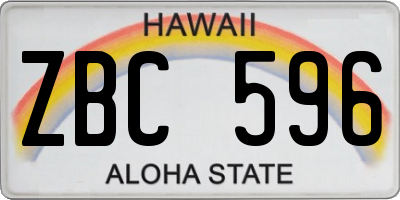 HI license plate ZBC596