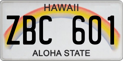 HI license plate ZBC601