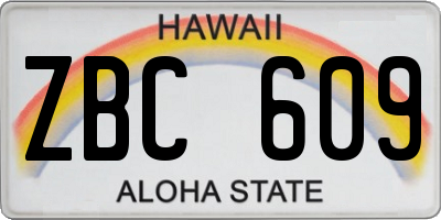 HI license plate ZBC609