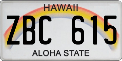 HI license plate ZBC615