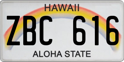HI license plate ZBC616