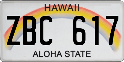 HI license plate ZBC617