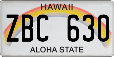 HI license plate ZBC630
