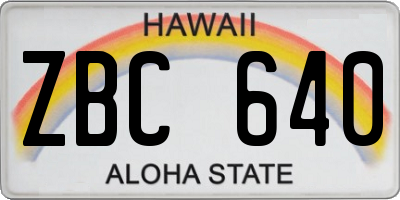 HI license plate ZBC640