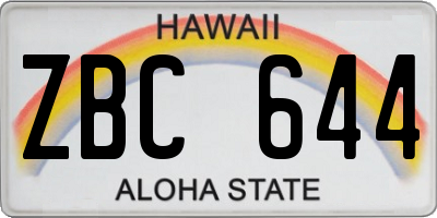HI license plate ZBC644