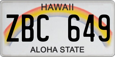 HI license plate ZBC649