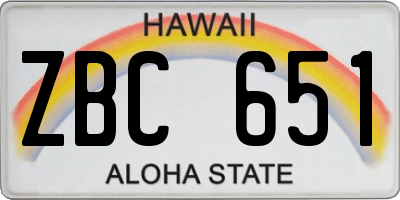 HI license plate ZBC651