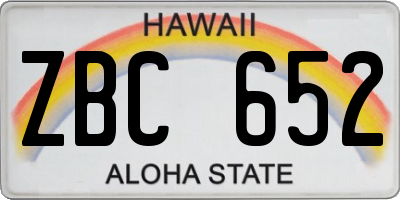 HI license plate ZBC652