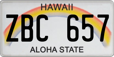HI license plate ZBC657