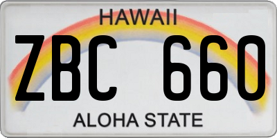 HI license plate ZBC660