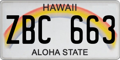 HI license plate ZBC663