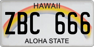 HI license plate ZBC666
