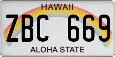 HI license plate ZBC669