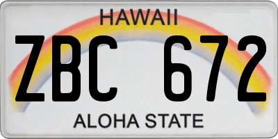 HI license plate ZBC672