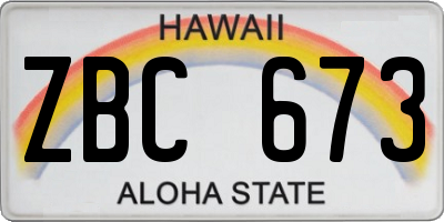 HI license plate ZBC673