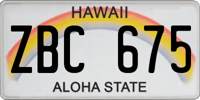 HI license plate ZBC675