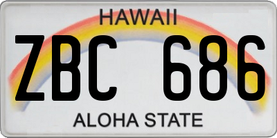 HI license plate ZBC686