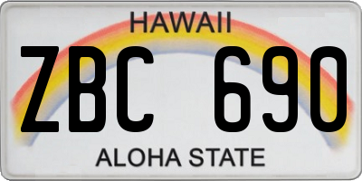 HI license plate ZBC690