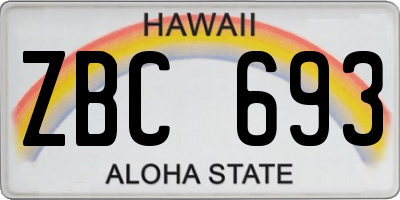 HI license plate ZBC693