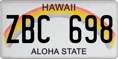 HI license plate ZBC698