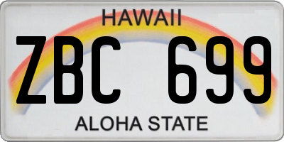 HI license plate ZBC699