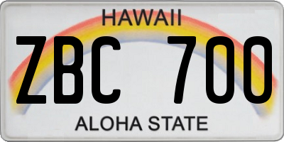 HI license plate ZBC700