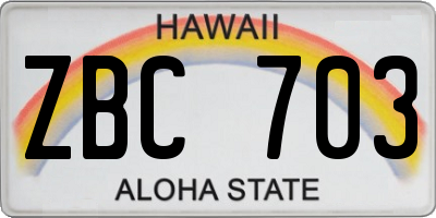 HI license plate ZBC703