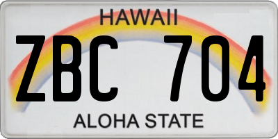 HI license plate ZBC704