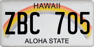 HI license plate ZBC705