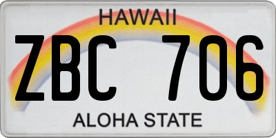 HI license plate ZBC706