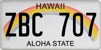HI license plate ZBC707