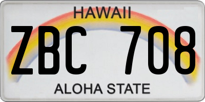 HI license plate ZBC708