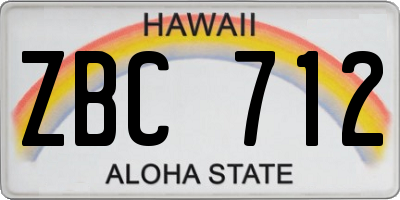 HI license plate ZBC712