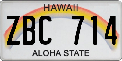 HI license plate ZBC714