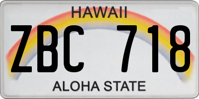 HI license plate ZBC718