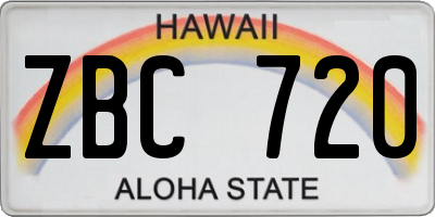 HI license plate ZBC720