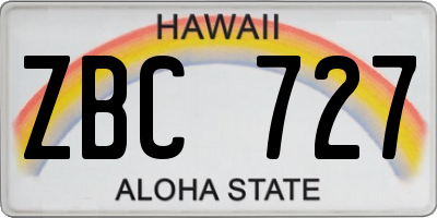 HI license plate ZBC727