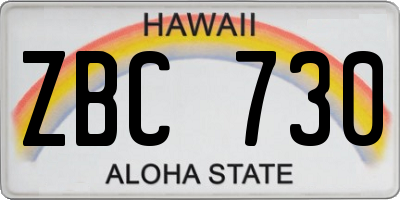 HI license plate ZBC730