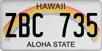 HI license plate ZBC735