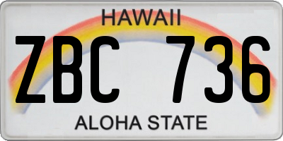 HI license plate ZBC736