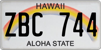 HI license plate ZBC744