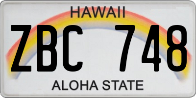HI license plate ZBC748