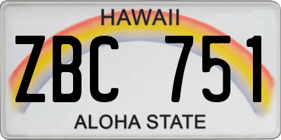 HI license plate ZBC751