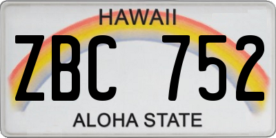 HI license plate ZBC752