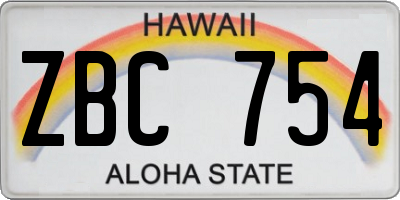 HI license plate ZBC754