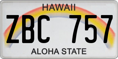 HI license plate ZBC757