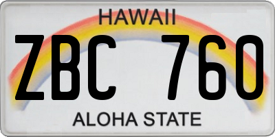 HI license plate ZBC760