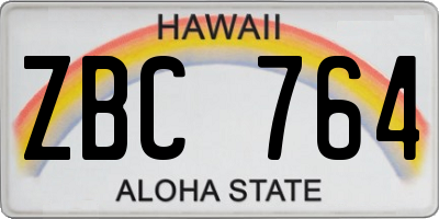 HI license plate ZBC764