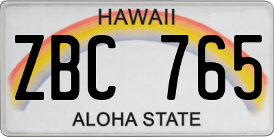 HI license plate ZBC765