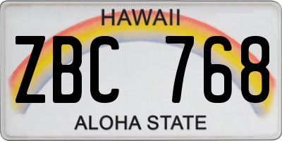 HI license plate ZBC768